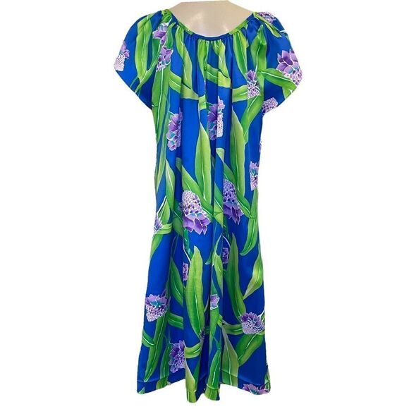 Vintage Hilo Hattie’s Hawaii Tulip Sleeve Poly MuuMuu Dress 🌺Released Hem🌺 - Picture 3 of 14